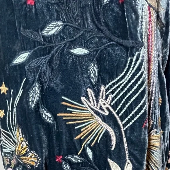 Johnny Was heavily embroidered Selah Velvet Kimono Sleeve Top In Jasper NWT RARE - Picture 5 of 16